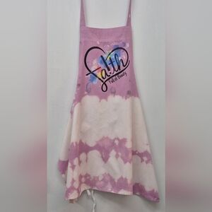 Pink Tie-Dye Kitchen Apron Faith Full of Beauty Heart Design Hand-dyed Custom